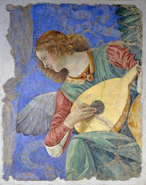 Un ángel tocando el laúd - Melozzo da Forlì, 1480