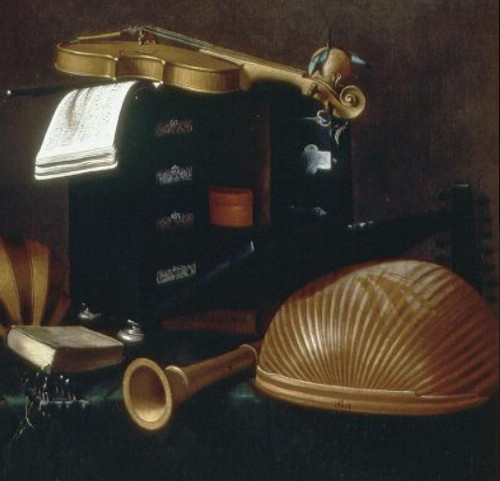 Naturaleza muerta con instrumentos musicales - Evaristo Baschenis , hacia 1660